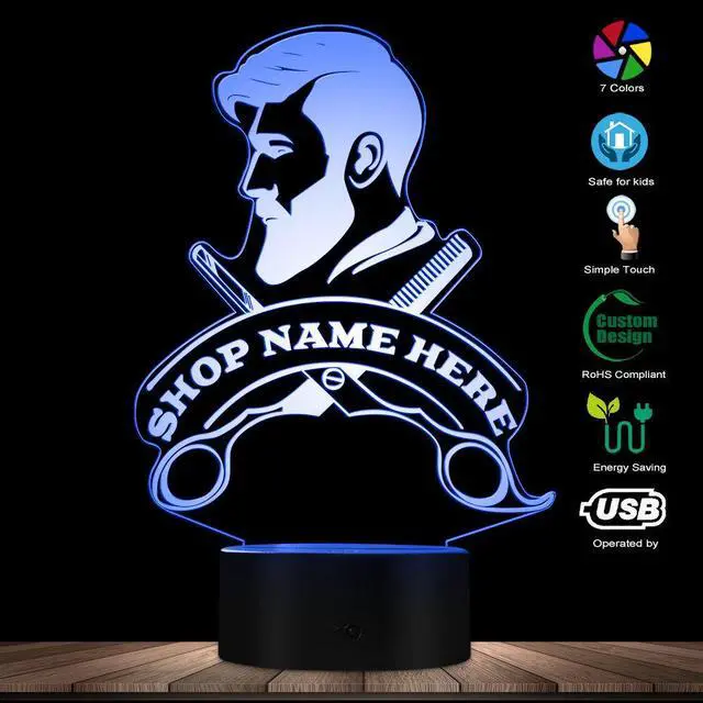 Main image of Weastlinks Barbershop Hair Hairdresser Haircut Business Beard Salon Man LED Night Lamp Custom Barber Shop Name Acrylic LED Edge Light Logo