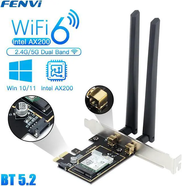 Main image of Weastlinks AX3000 Wi-Fi 6 3000Mbps Wireless PCIe For Bluetooth 5.2 WiFi Adapter Intel AX200 Wi-Fi Card 802.11AX 2.4G/5Ghz PC Win10/11