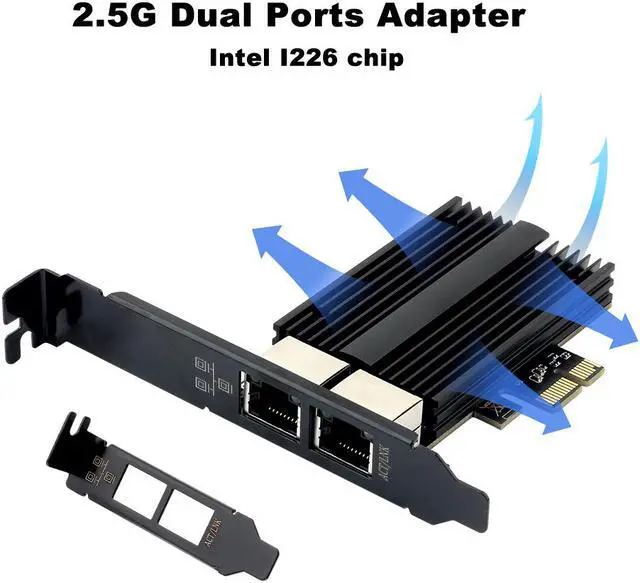 Alt view image 6 of 7 - Weastlinks 2500Mbps PCI-E To RJ45 Network Card Intel I226 Gigabit Ethernet rj45 Dual Ports 1000/2500M PCI Express Wlan Adapter For Desktop