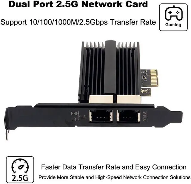 Alt view image 2 of 7 - Weastlinks 2500Mbps PCI-E To RJ45 Network Card Intel I226 Gigabit Ethernet rj45 Dual Ports 1000/2500M PCI Express Wlan Adapter For Desktop