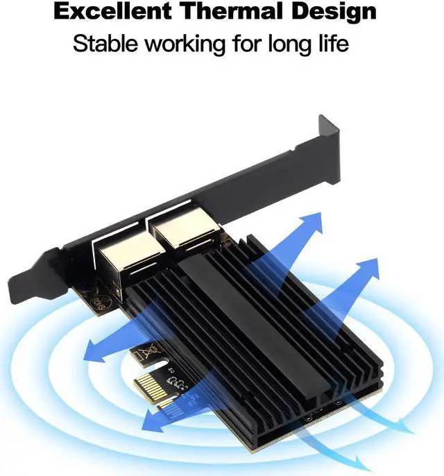 Alt view image 3 of 7 - Weastlinks 2500Mbps PCI-E To RJ45 Network Card Intel I226 Gigabit Ethernet rj45 Dual Ports 1000/2500M PCI Express Wlan Adapter For Desktop