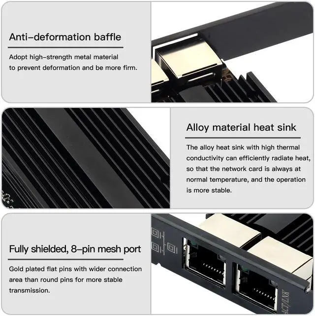 Alt view image 5 of 7 - Weastlinks 2500Mbps PCI-E To RJ45 Network Card Intel I226 Gigabit Ethernet rj45 Dual Ports 1000/2500M PCI Express Wlan Adapter For Desktop