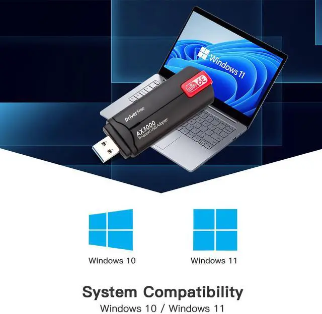 Alt view image 2 of 6 - Weastlinks 3000Mbps WiFi 6E Adapter USB 3.0 Tri Band 2.4G/5G/6GHz WiFi Receiver Dongle USB Wlan Receiver For Laptop/PC Win10/11 Driver Free