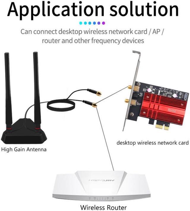 Alt view image 2 of 2 - Weastlinks External Antennas Set High Gain 2.4G/5Ghz Dual Band 6Dbi Antennas For Intel AX210 AX200 9260NGW WiFi Card Desktop PCIe Adapter