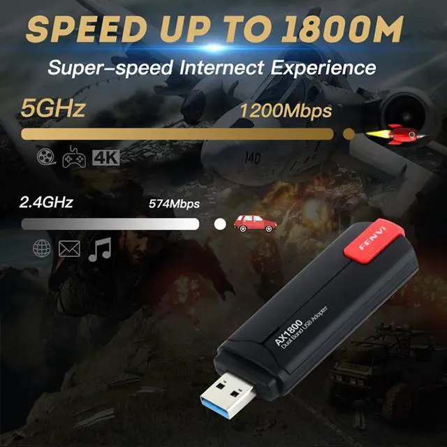 Alt view image 3 of 7 - Weastlinks WiFi 6 USB Adapter 1800Mbps 2.4G/5GHz Dual Band 802.11AX Wireless Wi-Fi Dongle Network Card USB 3.0 WiFi Adapter For Windows 7/10/11