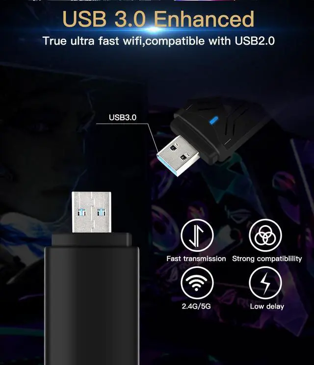 Alt view image 4 of 7 - Weastlinks WiFi 6 USB Adapter 1800Mbps 2.4G/5GHz Dual Band 802.11AX Wireless Wi-Fi Dongle Network Card USB 3.0 WiFi Adapter For Windows 7/10/11