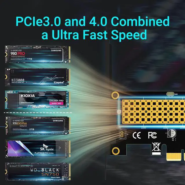 Alt view image 6 of 7 - Weastlinks M.2 NVME SSD to PCIe 4.0 x1 x4 Adapter Card, 2280 SSD PCIE X1 X 4 Expansion Card for Desktop PC, PCI-E GEN4 16Gbps Full Speed SK1 SK4