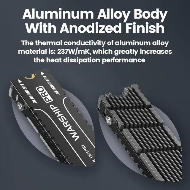 Alt view image 3 of 7 - Weastlinks Cooler II 2280 SSD Heatsink M.2 NVME Radiator Magnesium Aluminum Alloy PC Efficient Radiator with Thermal Silicone pad