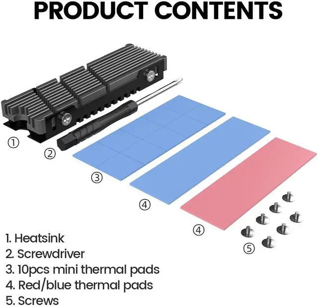 Alt view image 7 of 7 - Weastlinks Cooler II 2280 SSD Heatsink M.2 NVME Radiator Magnesium Aluminum Alloy PC Efficient Radiator with Thermal Silicone pad