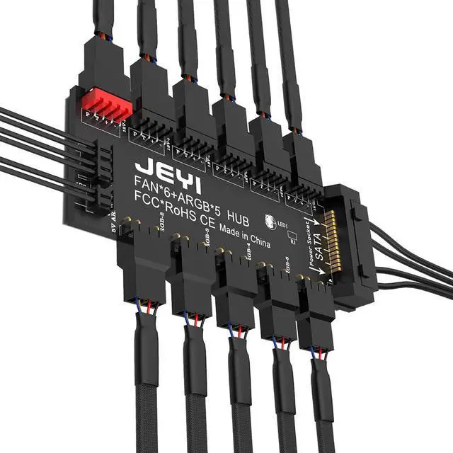 Main image of Weastlinks ARGB PWM 5 Way Fan Hub, Addressable 12V 4Pin PWM & 5V 3Pin ARGB 2-in-1 Hub, RGB Fan, RGB Strip Splitter