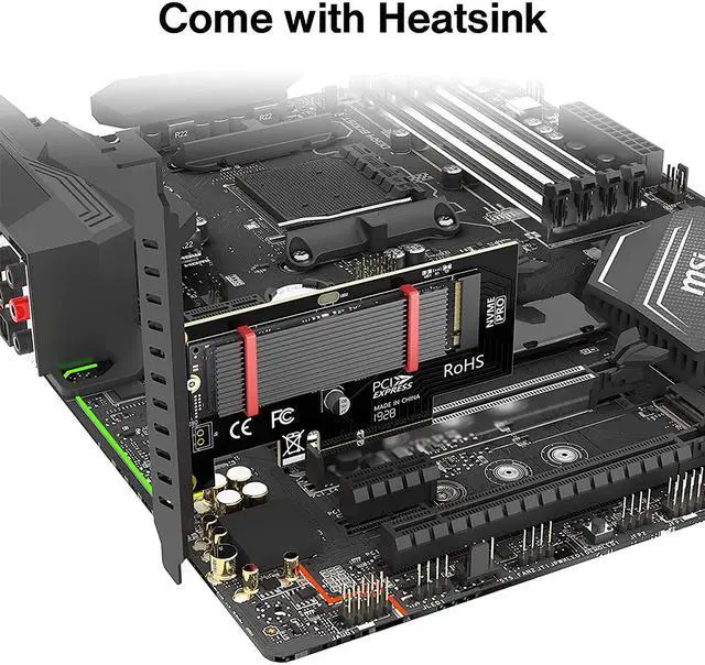 Alt view image 4 of 7 - Weastlinks PCIe to NVMe Adapter With Aluminum SSD Heatsink Cooler, 64Gbps M.2 ssd Gen4 PCIe 4.0 X4 X8 X16 Expansion Card for Desktop