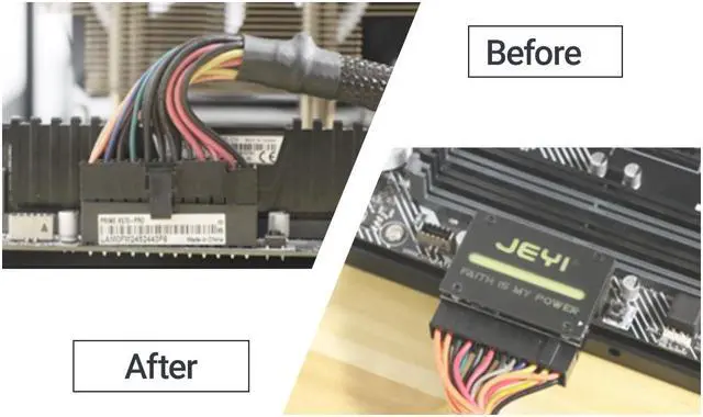 Alt view image 5 of 7 - Weastlinks ATX 24Pin 90° RGB Adapter, 18 Light Modes Female to 24Pin Male 90 Degree Motherboard Power Adapter for Desktops PC Supply