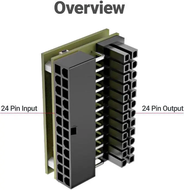 Alt view image 2 of 7 - Weastlinks ATX 24Pin 90° RGB Adapter, 18 Light Modes Female to 24Pin Male 90 Degree Motherboard Power Adapter for Desktops PC Supply