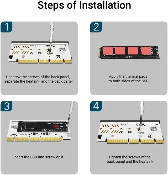 Alt view image 7 of 7 - Weastlinks RGB PCIe 4.0 NVMe Adapter, PCIe to NVMe M.2 SSD Adapter Card with Aluminum Heatsink, Compatible with Gen4 Gen3 Gen2 Gen1