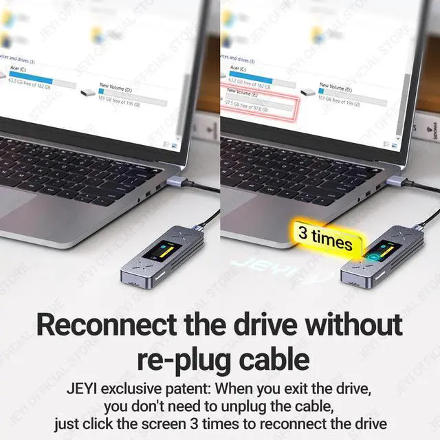 Alt view image 4 of 7 - Weastlinks Visual Smart M.2 NVMe / SATA SSD Enclosure, USB 3.2 Gen 2 10Gbps, External M2 Adapter Case Support M-Key B+M Key UASP Trim