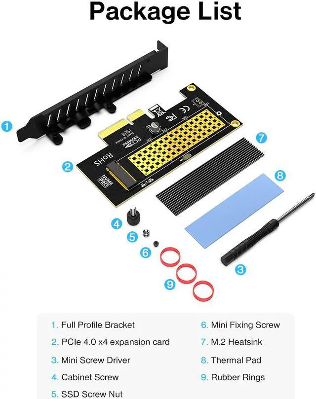 Alt view image 7 of 7 - Weastlinks PCIe to NVMe Adapter With Aluminum SSD Heatsink Cooler, 64Gbps M.2 ssd Gen4 PCIe 4.0 X4 X8 X16 Expansion Card for Desktop
