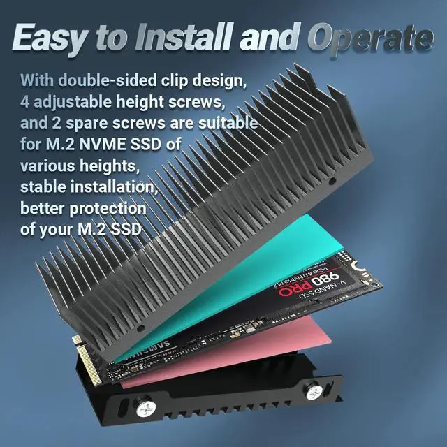 Alt view image 4 of 7 - Weastlinks M.2 SSD Heatsink, Heavy Duty Aluminum Convective Heat Sink, NVME NGFF Cooler Passive Heat Sinks with Fins