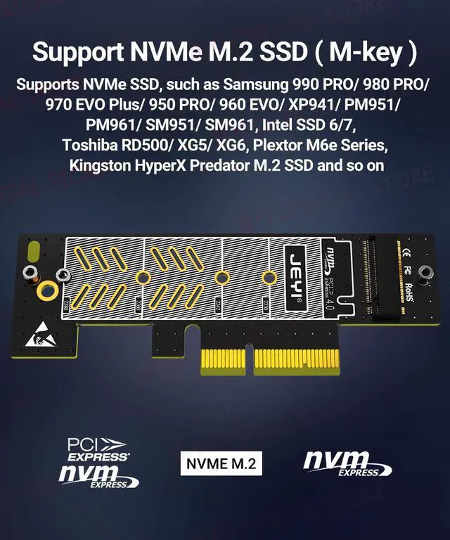 Alt view image 5 of 7 - Weastlinks M.2 NVME to PCIe 4.0 3.0 Adapter With Aluminum SSD Heatsink, NVMe 64Gbps Gen4 PCIE x1 X4 X8 X16 Expansion Card for Desktop