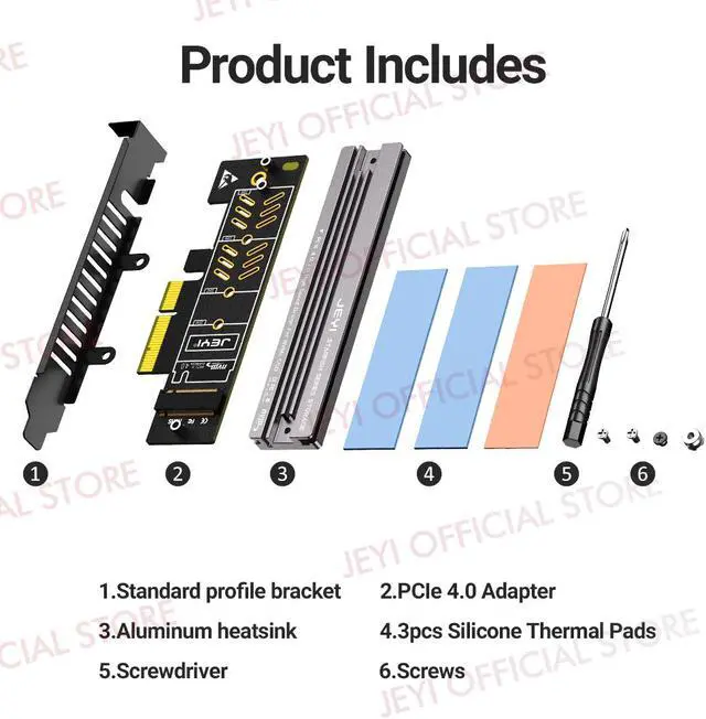 Alt view image 7 of 7 - Weastlinks M.2 NVME to PCIe 4.0 3.0 Adapter With Aluminum SSD Heatsink, NVMe 64Gbps Gen4 PCIE x1 X4 X8 X16 Expansion Card for Desktop