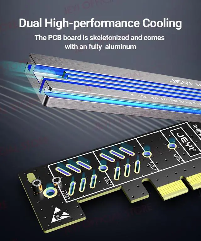 Alt view image 4 of 7 - Weastlinks M.2 NVME to PCIe 4.0 3.0 Adapter With Aluminum SSD Heatsink, NVMe 64Gbps Gen4 PCIE x1 X4 X8 X16 Expansion Card for Desktop
