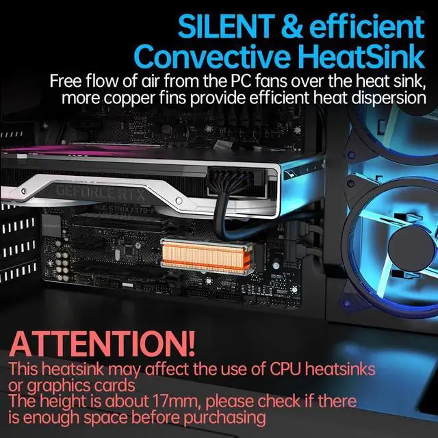 Alt view image 5 of 6 - Weastlinks M.2 2280 SSD High Performance Heatsink, Copper Fins with Aluminum Frame Passive Heat Sinks