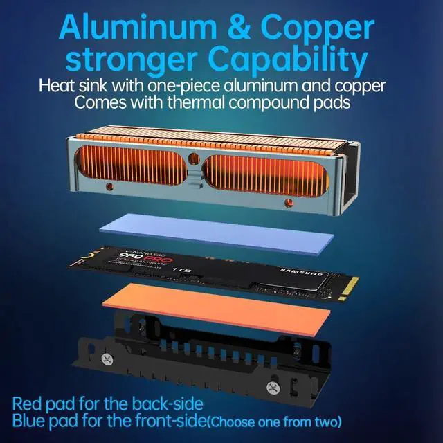 Alt view image 4 of 6 - Weastlinks M.2 2280 SSD High Performance Heatsink, Copper Fins with Aluminum Frame Passive Heat Sinks