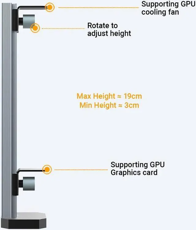Alt view image 3 of 7 - Weastlinks RGB GPU Graphics Card Support Bracket Aluminum Alloy Video Card Holder, Built-in 5V ARGB SYNC Lamp, Adjustable Height