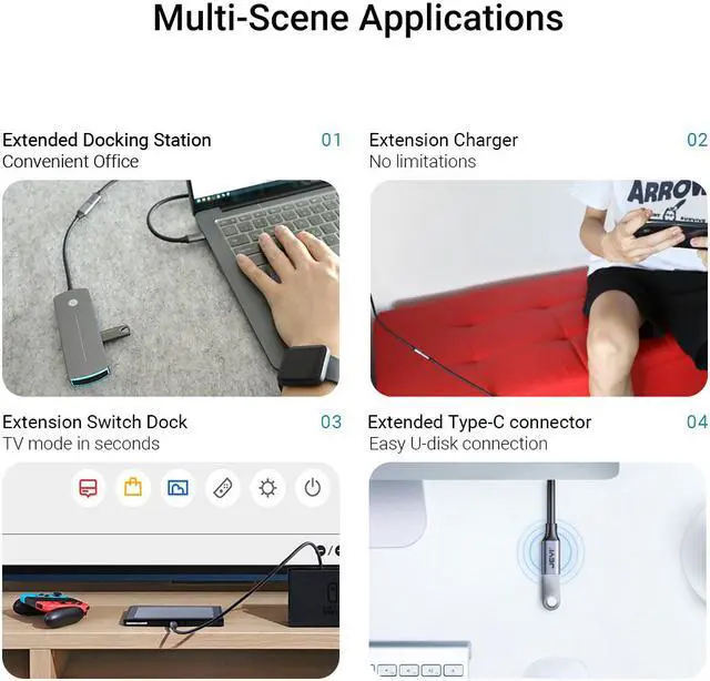 Alt view image 5 of 7 - Weastlinks USB C Extension Cable Type C Extender Male to Female USB 3.1 Gen 2 10Gbps Data Transfer 60W Fast Charging for iPad Laptop