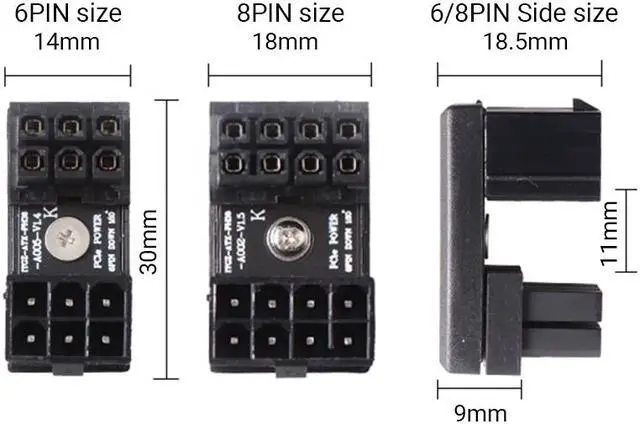 Alt view image 6 of 7 - Weastlinks ATX 8 Pin 6 Pin Female to Male Connector 180 Degree Angle Steering Joint Power Supply Adapter for Desktops Graphics Card