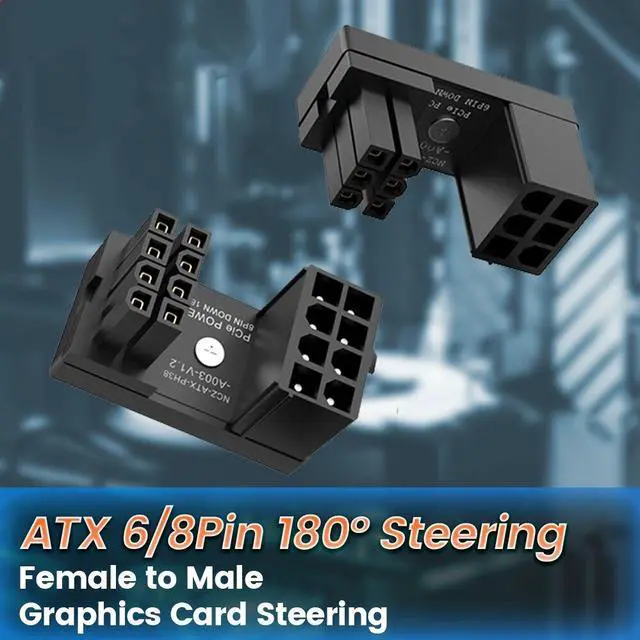 Main image of Weastlinks ATX 8 Pin 6 Pin Female to Male Connector 180 Degree Angle Steering Joint Power Supply Adapter for Desktops Graphics Card