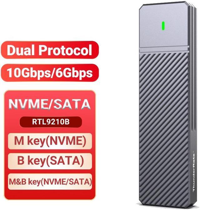 Dual Protocol M2 SSD NVMe Case Enclosure, M.2 to USB 3.1 Gen 2 SSD