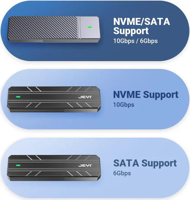 Alt view image 2 of 7 - Weastlinks M.2 NVME SATA SSD Enclosure, USB C 3.2 Gen 2 10Gbps or 6Gbps SATA M-Key(B+M Key) SSD Reader Dual Protocol Hard Disk Case
