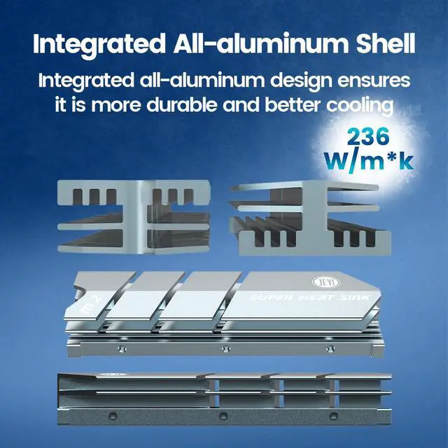 Alt view image 4 of 7 - Weastlinks SSD Cooling M.2 Heatsink NVME Heat sink NGFF M.2 2280 Aluminum Cooler Thermal Conductivity Silicon Wafer Cooling