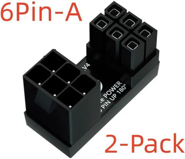Alt view image 2 of 7 - Weastlinks ATX 8 Pin 6 Pin Female to Male Connector 180 Degree Angle Steering Joint Power Supply Adapter for Desktops Graphics Card