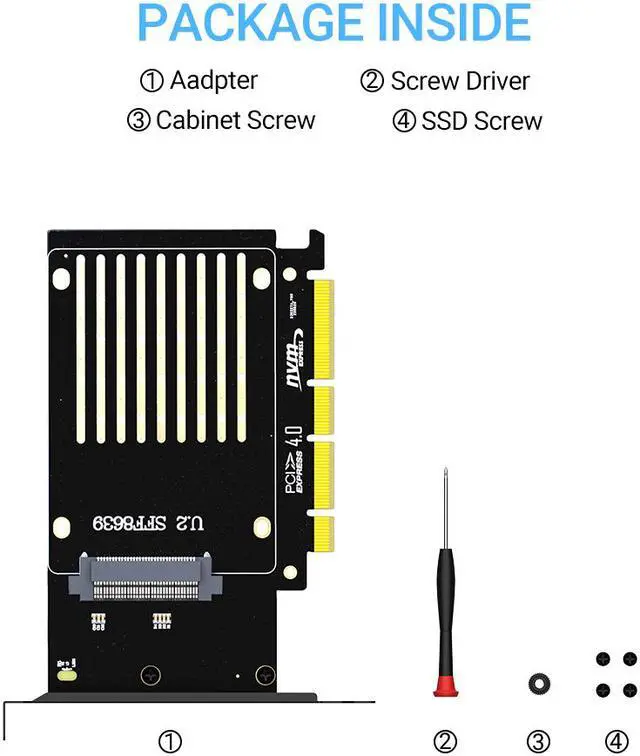 Alt view image 7 of 7 - Weastlinks U.2 to PCIe 4.0 Adapter, NVMe 2.5" U.2 (SFF-8639) SSD PCIe x4 x8 x16 Expansion Card - U.2 SSD - U.2 Drive (PEX4SFF8639)