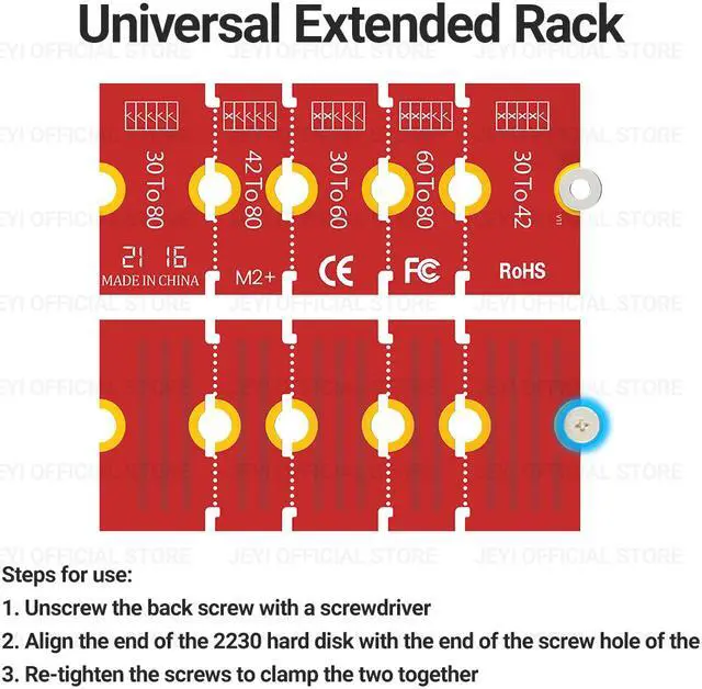 Alt view image 6 of 7 - Weastlinks M.2 NGFF NVME SSD Extension Bracket Transfer 2230 2242 2260 2280 Length Extend Adapter Bracket Card Plate Change Long Size