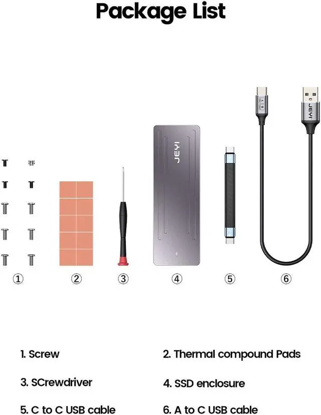 Alt view image 7 of 7 - Weastlinks 22110 M.2 NVME NGFF Enclosure, USB 3.2 Gen2 Type-C 10Gbps SSD Case Support M&B+M Keys 2230/42/2260/2280 With Flat Cable