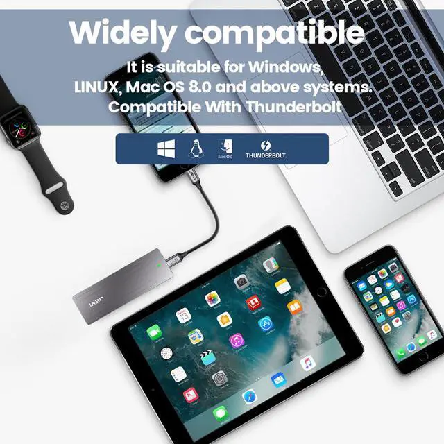 Alt view image 6 of 7 - Weastlinks 22110 M.2 NVME NGFF Enclosure, USB 3.2 Gen2 Type-C 10Gbps SSD Case Support M&B+M Keys 2230/42/2260/2280 With Flat Cable