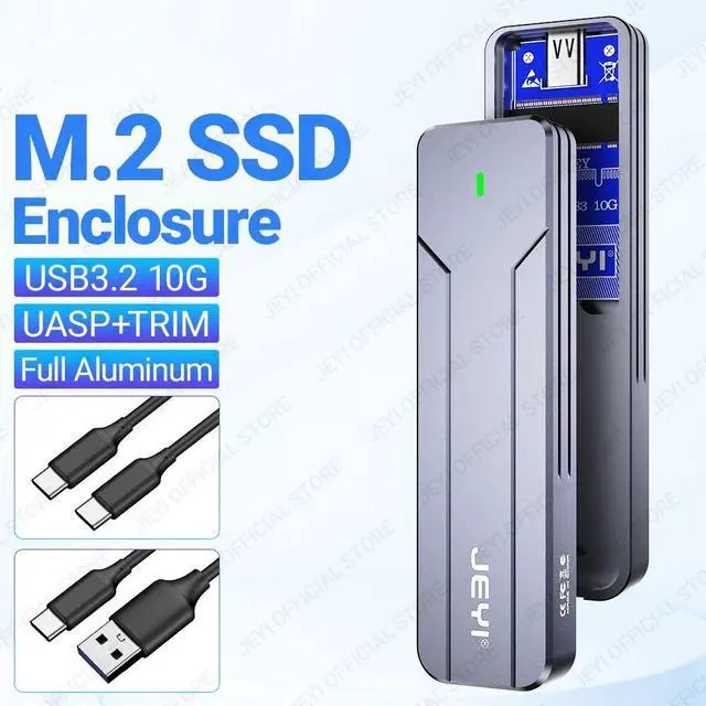 Alt view image 2 of 7 - Weastlinks M.2 NVMe SATA SSD Enclosure, USB 3.2 Gen 2 10Gbps or 6Gbps NGFF M-Key B-Key External Aluminum M.2 Case Support Trim UASP