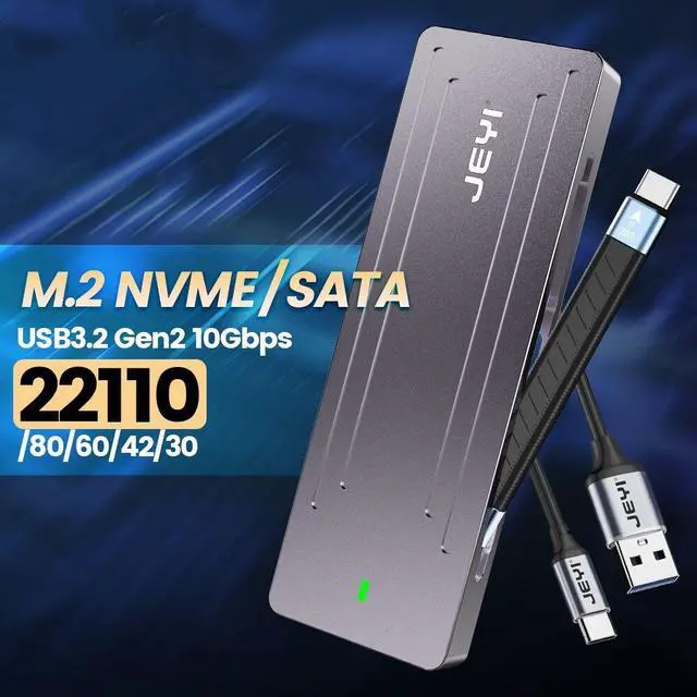 Main image of Weastlinks 22110 M.2 NVME NGFF Enclosure, USB 3.2 Gen2 Type-C 10Gbps SSD Case Support M&B+M Keys 2230/42/2260/2280 With Flat Cable