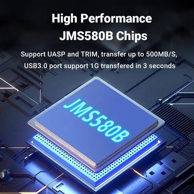 Alt view image 2 of 7 - Weastlinks 2.5" Hard Drive Enclosure Clearly Case USB 10Gbps to SATA III/II/I External Hard Disk Case for 9.5/7mm HDD SSD Support UASP