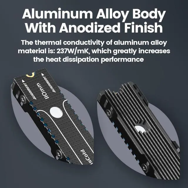 Alt view image 3 of 7 - Weastlinks 22110 SSD Heatsink M.2 NVME Radiator Aluminum Alloy PS5 M.2 PCIE SATA SSD Efficient Radiator with Thermal Silicone pad