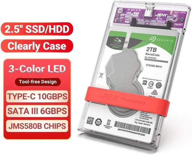 Main image of Weastlinks 2.5" Hard Drive Enclosure Clearly Case USB 10Gbps to SATA III/II/I External Hard Disk Case for 9.5/7mm HDD SSD Support UASP