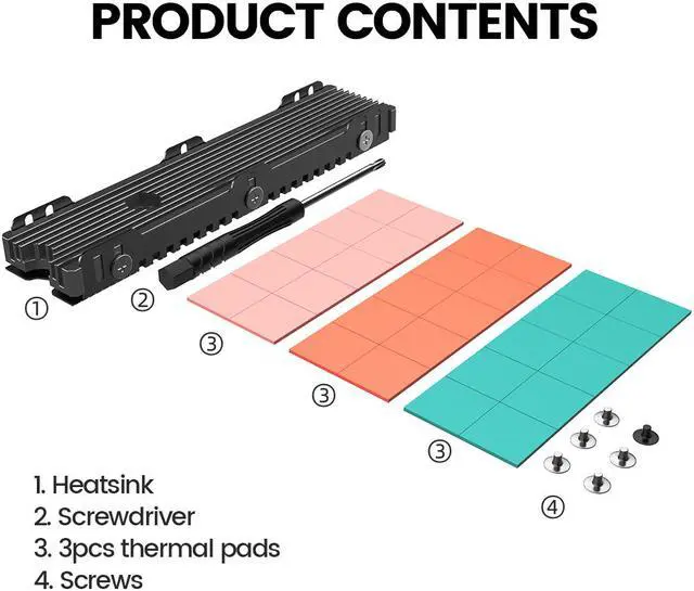 Alt view image 7 of 7 - Weastlinks 22110 SSD Heatsink M.2 NVME Radiator Aluminum Alloy PS5 M.2 PCIE SATA SSD Efficient Radiator with Thermal Silicone pad