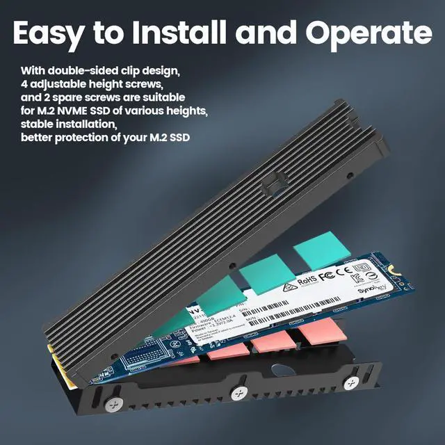Alt view image 4 of 7 - Weastlinks 22110 SSD Heatsink M.2 NVME Radiator Aluminum Alloy PS5 M.2 PCIE SATA SSD Efficient Radiator with Thermal Silicone pad