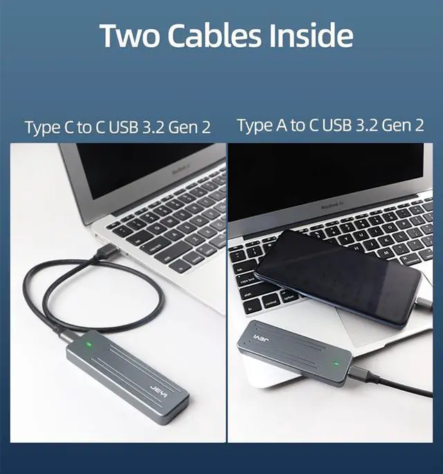 Alt view image 7 of 7 - Weastlinks M.2 NVME NGFF Aluminium Tool-free SSD Enclosure, USB3.2 Gen2 Magnetic Hard Drive Case for M.2 PCIe NVMe SSD 2280/60/42/30