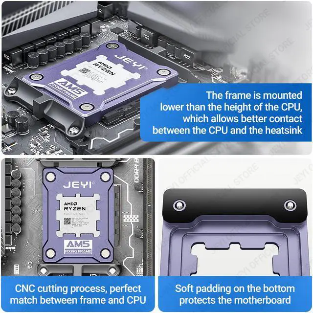 Alt view image 2 of 7 - Weastlinks AM5 CPU Anti-Bending Socket Frame Aluminum AMD Bending Corrector Fixing Holder for 7950X,7900X,7700X,6000X Anti-Warping