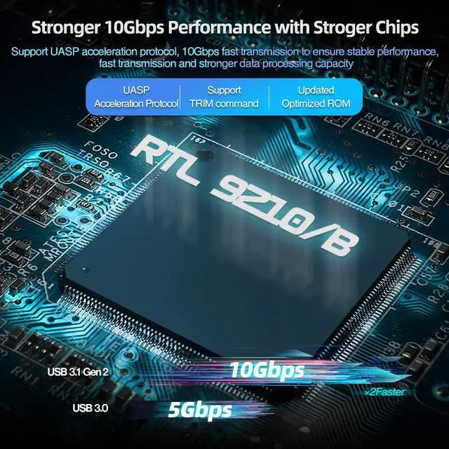 Alt view image 2 of 7 - Weastlinks M.2 NVME NGFF Aluminium Tool-free SSD Enclosure, USB3.2 Gen2 Magnetic Hard Drive Case for M.2 PCIe NVMe SSD 2280/60/42/30