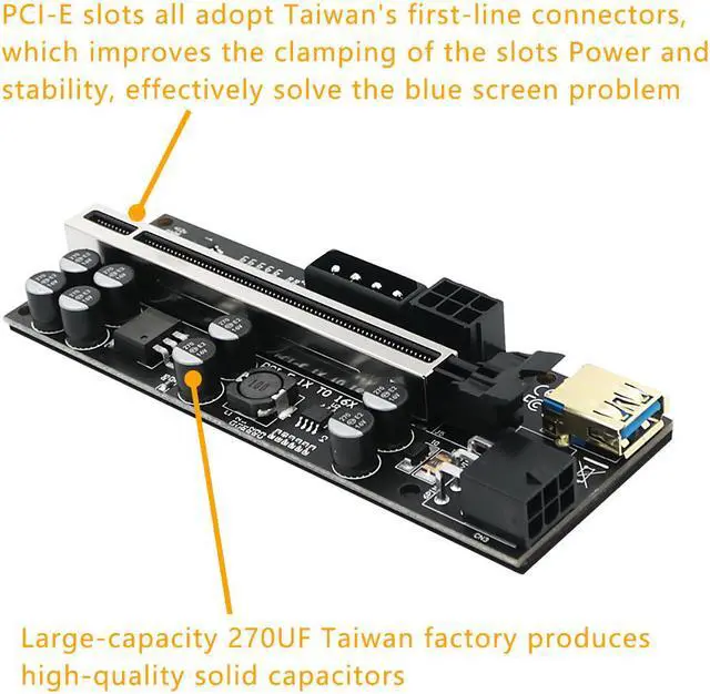 Alt view image 5 of 7 - Weastlinks PCIE Riser 010 010X VER010X 010S Plus USB 3.0 Cable Cabo Riser GPU PCI Express X16 Riser for Video Card for Bitcoin Miner Mining