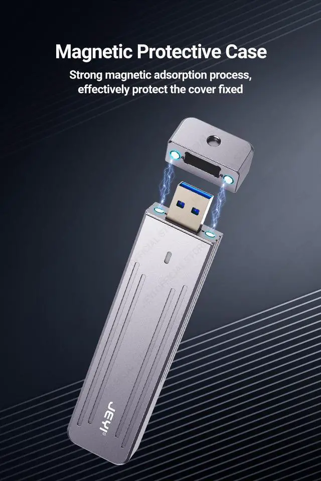 Alt view image 5 of 7 - Weastlinks Direct-attach M.2 NVMe Enclosure, USB-A Plug USB 3.2 10Gbps In-line Aluminum 2242 2280 SSD Case With Magnet Protective Case